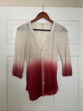 Anthropologie Cream to Wine Ombre Button-Down Top
